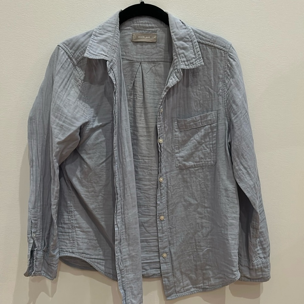 Blue linen button down from Everlane